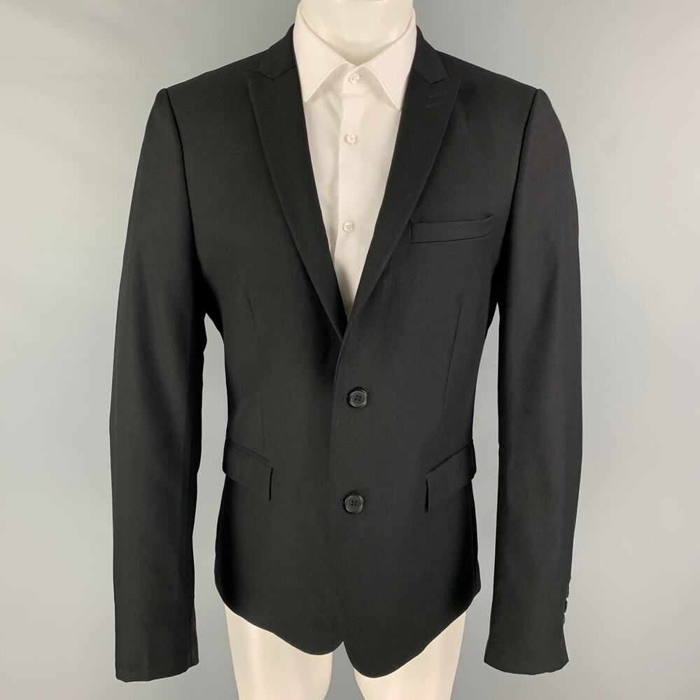 THE KOOPLES Size 40 Black Wool Peak Lapel Sport Coat